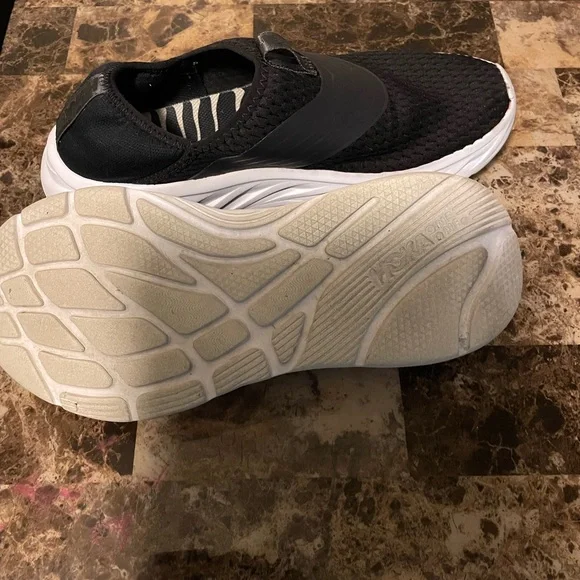 Black and white Hokas slip on athletic shoes - Picture 3 of 4